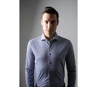 Langarmhemd DESOTO "Jerseyhemd Essential Hai langarm", Herren, Gr. 45, N-Gr, blau (navy houndstooth), Jersey, Obermaterial: 100% Baumwolle, Hahnentrittmuster, gemustert, mehrfarbig, regular fit normal