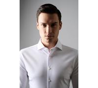 Langarmhemd DESOTO "Jerseyhemd Essential Hai langarm", Herren, Gr. 45, N-Gr, weiß (solid weiß), Jersey, Obermaterial: 100% Baumwolle, körpernah, 1-Knopf-Manschette, Hemden, Flexibler Stretch (28285019