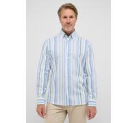 MODERN FIT Linen Shirt in grün gestreift 42