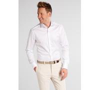 eterna Langarm Hemd Slim FIT Twill unifarben, Weiß, W41 Langarm