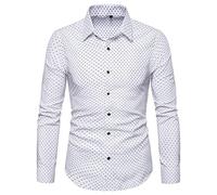 Langarmhemd für Herren, solide, schmale Passform, lässig, Business, formelle Hemden mit Tasche, Herren, Bedruckt, reguläre Passform, lässig, Button-Down-Hemd, Herren, Polka Dots Button-Down-Hemd