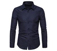 Langarmhemd für Herren, solide, schmale Passform, lässig, Business, formelle Hemden mit Tasche, Herren, Bedruckt, reguläre Passform, lässig, Button-Down-Hemd, Herren, Polka Dots Button-Down-Hemd
