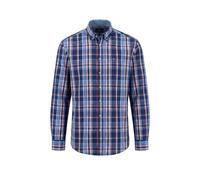 Langarmhemd FYNCH-HATTON, Herren, Gr. 3XL, N-Gr, blau (navy), Web, Obermaterial: 100% Baumwolle, kariert, normal hüftbedeckend, Rundhals, 2-Knopf-Manschette, Hemden Langarmhemd, kariert, mit Button-Do