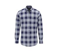 Langarmhemd FYNCH-HATTON, Herren, Gr. 4XL, N-Gr, blau (navy), Jersey, Obermaterial: 100% Baumwolle, kariert, regular fit taillenbedeckt, Manschette, Hemden, mit Logo Stickerei (53608151-4XL) navy