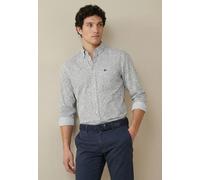 Langarmhemd FYNCH-HATTON, Herren, Gr. 4XL, N-Gr, weiß (avocado), Web, Obermaterial: 100% Baumwolle, Minimalmuster, normal hüftbedeckend, tiefer V-Ausschnitt, 2-Knopf-Manschette, Hemden, normale Passfo