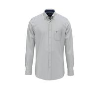 Langarmhemd FYNCH-HATTON, Herren, Gr. L, N-Gr, weiß (navy), Web, Obermaterial: 100% Baumwolle, gestreift, regular fit hüftbedeckend, Rundhals, 2-Knopf-Manschette, Hemden, mit Burtton-Down-Kragen (2914