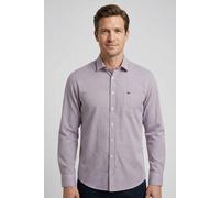 Langarmhemd FYNCH-HATTON, Herren, Gr. M, N-Gr, lila (aubergine), Web, Obermaterial: 100% Baumwolle, bedruckt, normal hüftbedeckend, Rundhals, 2-Knopf-Manschette, Hemden, normale Passform, Struktur-Pri