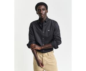 Langarmhemd GANT, Herren, Gr. 3XL, N-Gr, schwarz, Obermaterial: 100% Baumwolle, unifarben, slim fit hüftbedeckend, mit Knopf,Ärmel mit Ärmelschlitz runde 1-Knopf-Manschette, Hemden, mit klassischer Lo