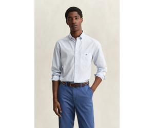 Langarmhemd GANT "REG CLASSIC POPLIN GINGHAM SHIRT", Herren, Gr. L, N-Gr, weiß (light blau), Obermaterial: 100% Baumwolle, kariert, regular fit hüftbedeckend, 1-Knopf-Manschette, Hemden, mit Logostick
