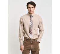 Langarmhemd GANT "REG FLANNEL MELANGE SHIRT", Herren, Gr. M, N-Gr, beige (dry sand), Web, Obermaterial: 100% Baumwolle, 2-Knopf-Manschette, Hemden Langarmhemd (95170260-M)