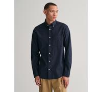 Langarmhemd GANT "REG FLANNEL MELANGE SHIRT", Herren, Gr. S, N-Gr, blau (marine), Web, Obermaterial: 100% Baumwolle, 2-Knopf-Manschette, Hemden Langarmhemd (74532757-S)