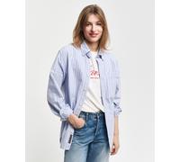 Langarmhemd GANT "REG OXFORD STRIPE SHIRT", Damen, Gr. XXL, N-Gr, blau (myosotis blau), Web, Obermaterial: 100% Baumwolle, gestreift, regular fit, Hemden Langarmhemd, unisex, in leichter Oxford-Qualit