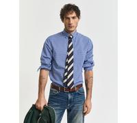 Langarmhemd GANT "REG POPLIN GINGHAM SHIRT", Herren, Gr. S, N-Gr, blau (college blau), Web, Obermaterial: 100% Baumwolle, kariert, regular fit hüftlang, hoch geschlossener Ausschnitt, Manschette mit K