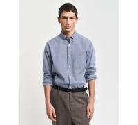 Langarmhemd GANT "REG POPLIN MICRO GINGHAM SHIRT", Herren, Gr. S, N-Gr, blau (college blau), Web, Obermaterial: 100% Baumwolle, Hemden Langarmhemd, Regular Fit Popeline Hemd mit Vichy-Minikaro (738350