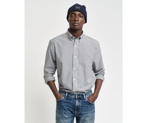 Langarmhemd GANT "REG POPLIN STRIPE SHIRT", Herren, Gr. L, N-Gr, schwarz, Web, Obermaterial: 100% Baumwolle, regular fit, Hemden (42859226-L) schwarz