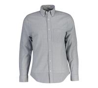 Langarmhemd GANT "REGULAR COTTON LINEN PRINT SHIRT", Herren, Gr. XL, N-Gr, grau (cream), Web, Obermaterial: 55% Leinen, 45% Baumwolle, kariert, regular fit normal, Rundhals, eingesetzt Manschette, Hem