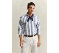 Langarmhemd GANT "REGULAR COTTON LINEN STRIPE", Herren, Gr. 3XL, N-Gr, blau (vintage blau), Web, Obermaterial: 55% Leinen, 45% Baumwolle, regular fit normal, 2-Knopf-Manschette, Hemden, Button-down-Kr
