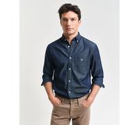Langarmhemd GANT "Regular Fit Denimhemd Jeanshemd pflegeleicht", Herren, Gr. M, N-Gr, blau (schwarz indigo), Web, Obermaterial: 100% Baumwolle, regular fit, Hemden (61466922-M) schwarz indigo