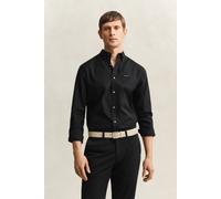 Langarmhemd GANT "REGULAR FIT PINPOINT OXFORD", Herren, Gr. L, N-Gr, schwarz, Web, Obermaterial: 100% Baumwolle, regular fit normal, 2-Knopf-Manschette, Hemden, Businesshemd, Button-down-Kragen (19107