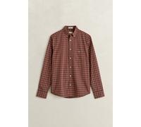 Langarmhemd GANT "REGULAR POPLIN CHECK", Herren, Gr. XXL, N-Gr, rot (schwarz braun), Popeline, Obermaterial: 100% Baumwolle, kariert, regular fit normal, Manschette, Hemden, kariert, Button-down-Krage
