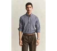 Langarmhemd GANT "REGULAR POPLIN STRIPE", Herren, Gr. L, N-Gr, blau (classic blau), Web, Obermaterial: 100% Baumwolle, regular fit normal, 2-Knopf-Manschette, Hemden, Button-down-Kragen, gestreift, re