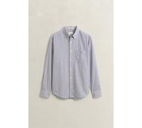 Langarmhemd GANT "REGULAR POPLIN STRIPE SHIRT", Herren, Gr. S, N-Gr, blau (faded taupe), Web, Obermaterial: 100% Baumwolle, gestreift, regular fit normal, Rundhals, eingesetzt Manschette, Hemden, Regu