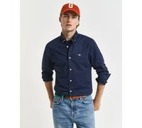 Langarmhemd GANT "Slim Fit Popeline Hemd leichte Baumwolle strapazierfähig pflegeleicht", Herren, Gr. S, N-Gr, blau (marine), Popeline, Obermaterial: 100% Baumwolle, unifarben, slim fit hüftbedeckend,