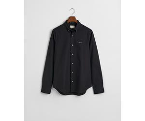 Langarmhemd GANT "SLIM PINPOINT OXFORD", Herren, Gr. L, N-Gr, schwarz, Web, Obermaterial: 100% Baumwolle, slim fit normal, 2-Knopf-Manschette, Hemden (95001034-L) schwarz