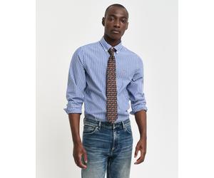 Langarmhemd GANT "SLIM POPLIN STRIPE SHIRT", Herren, Gr. XL, N-Gr, blau (college blau), Web, Obermaterial: 100% Baumwolle, 1-Knopf-Manschette, Hemden (68270149-XL) college blau