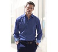 Langarmhemd H.I.S "gemustertes Hemd in Regular fit", Herren, Gr. L (41/42), N-Gr, blau (navy, bedruckt), Web, Obermaterial: 100% Baumwolle, gemustert, regular fit normal, Rundhals, 2-Knopf-Manschette,