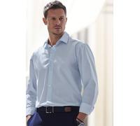 Langarmhemd H.I.S "gemustertes Hemd in Regular fit", Herren, Gr. XXL (45/46), N-Gr, weiß (weiß, hellblau, bedruckt), Web, Obermaterial: 100% Baumwolle, bedruckt, regular fit normal, Rundhals, 2-Knopf-