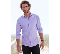 Langarmhemd H.I.S, Herren, Gr. S (37/38), N-Gr, lila, Web, Obermaterial: 100% Baumwolle, unifarben, regular fit, Rundhals, Manschette, Hemden, mit Kentkragen, Oxford-Qualität aus reiner Baumwolle (934