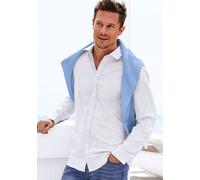 Langarmhemd H.I.S, Herren, Gr. XL (43/44), N-Gr, weiß, Web, Obermaterial: 100% Baumwolle, unifarben, regular fit, Rundhals, Manschette, Hemden, mit Kentkragen, Oxford-Qualität aus reiner Baumwolle (41