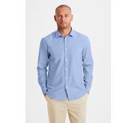 Langarmhemd H.I.S, Herren, Gr. XXL (45/46), N-Gr, blau (hellblau), Web, Obermaterial: 100% Baumwolle, unifarben, regular fit, Rundhals, Manschette, Hemden, mit Kentkragen, Oxford-Qualität aus reiner B