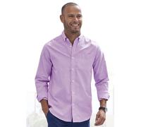 Langarmhemd H.I.S "Regular-fit", Herren, Gr. L (41/42), N-Gr, lila (lila, weiß), Web, Obermaterial: 100% Baumwolle, gestreift, regular fit, Rundhals, Manschette, Hemden, Oxfordhemd langarm mit Button-