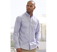 Langarmhemd H.I.S "Regular-fit", Herren, Gr. L (41/42), N-Gr, schwarz-weiß (anthrazit, weiß), Web, Obermaterial: 100% Baumwolle, gestreift, regular fit, Rundhals, Manschette, Hemden, Oxfordhemd langar