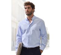 Langarmhemd H.I.S "Regular Fit", Herren, Gr. M (39/40), N-Gr, blau (hellblau), Web, Obermaterial: 100% Baumwolle, unifarben, regular fit, Rundhals, Manschette, Hemden, in hochwertiger Struktur Optik (
