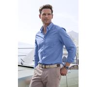 Langarmhemd H.I.S "regular-fit", Herren, Gr. M (39/40), N-Gr, blau, Web, Obermaterial: 100% Baumwolle, unifarben, regular fit, Rundhals, 2-Knopf-Manschette, Hemden, mit Button-down-Kragen, reine Baumw