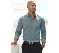 Langarmhemd H.I.S "Regular-fit", Herren, Gr. S (37/38), N-Gr, grün, Web, Obermaterial: 67% Baumwolle, 30% Polyester, 3% Elasthan, unifarben, regular fit, Rundhals, Manschette, Hemden, elastisches Jaqu