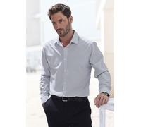 Langarmhemd H.I.S "Regular fit", Herren, Gr. S (37/38), N-Gr, schwarz-weiß (weiß, anthrazit, bedruckt), Web, Obermaterial: 100% Baumwolle, bedruckt, regular fit normal, Rundhals, 2-Knopf-Manschette, H