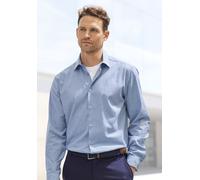 Langarmhemd H.I.S "Regular-fit", Herren, Gr. XL (43/44), N-Gr, blau, Web, Obermaterial: 67% Baumwolle, 30% Polyester, 3% Elasthan, unifarben, regular fit, Rundhals, Manschette, Hemden, elastisches Jaq