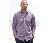 Langarmhemd H.I.S "Regular-fit", Herren, Gr. XXL (45/46), N-Gr, lila (aubergine), Web, Obermaterial: 67% Baumwolle, 30% Polyester, 3% Elasthan, unifarben, regular fit, Rundhals, Manschette, Hemden, el