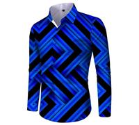 Langarmhemd Herren 3D Digitales Drucken Mode Shirt Jugend Temperament Casual Trend Knopfleiste Hemd AA-13 XL