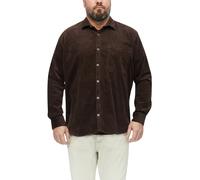 Langarmhemd, Herren, Gr. 5XL, N-Gr, braun, Cord, Obermaterial: 98% Baumwolle, 2% Elasthan, S.OLIVER MEN BIG SIZES, oversize hüftlang, 2-Knopf-Manschette, Hemden, Cord aus elastischer Baumwollmischung
