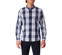 Langarmhemd, Herren, Gr. 6XL, N-Gr, blau (night sky karo), Web, Obermaterial: 100% Baumwolle, PIONEER AUTHENTIC JEANS, kariert, regular fit taillenbedeckt, ohne Ausschnitt, Manschette, Hemden Langarmh