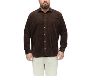 Langarmhemd, Herren, Gr. XXL, N-Gr, braun, Cord, Obermaterial: 98% Baumwolle, 2% Elasthan, S.OLIVER MEN BIG SIZES, oversize hüftlang, 2-Knopf-Manschette, Hemden, Cord aus elastischer Baumwollmischung