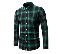 Langarmhemd Herren Leichte Polka Punkt Muster Revers Shirt Klassisch Business Casual Mode Shirts G-Green XL
