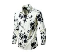 Langarmhemd Herren Regular Fit Mode Casual Knopfleiste Hemd Klassisch Vintage Trend Druck Shirt AA-01 6XL
