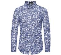 Langarmhemd Herren Regular Fit Mode Casual Knopfleiste Hemd Temperament Trend Polka Punkt Druck Shirt AA-06 XL