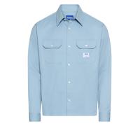 Langarmhemd HUGO BLUE "Ekynone", Herren, Gr. M, N-Gr, blau (light, pastel blau458), Web, Obermaterial: 100% Baumwolle, relaxed fit, hoch geschlossener Ausschnitt, eingesetzt 1-Knopf-Manschette, Hemden